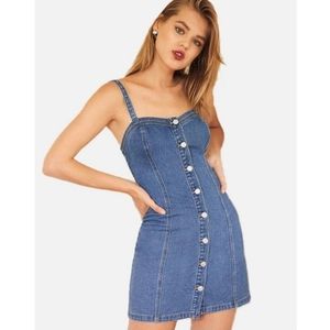 PacSun Y2k Button Up Form Fitting Spring Summer Denim Mini Dress, Medium